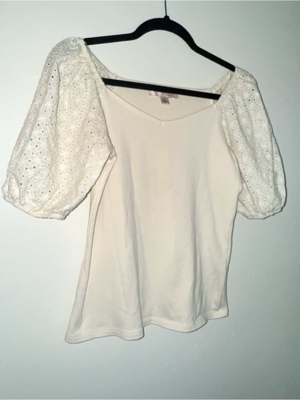 Philosophy Cream Puff-Sleeve Eyelet Blouse